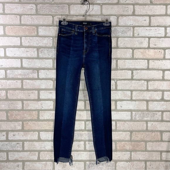 Hudson Barbara High Waist Crop Super Skinny Step Hem Jeans in Lost Wash Size 26 - Picture 3 of 12